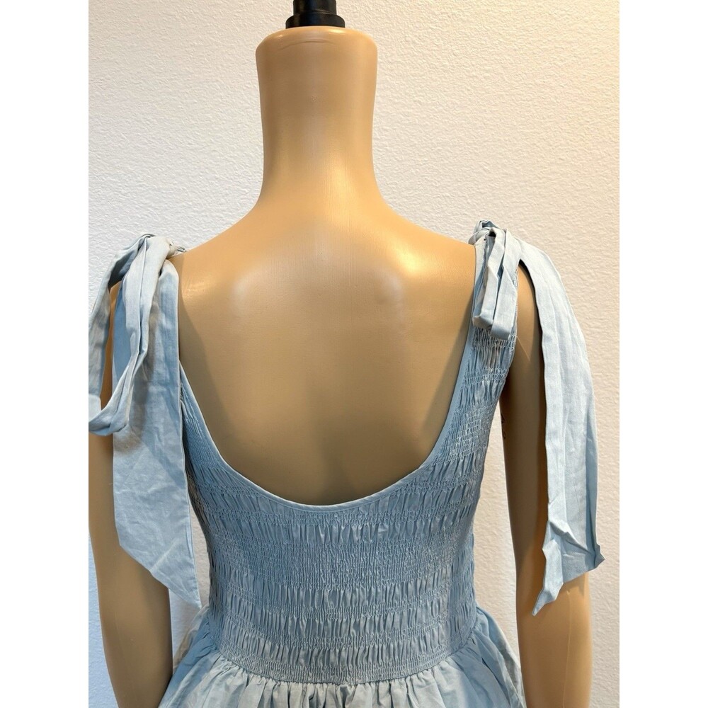 Mable Raphael Tiered Ruffle Maxi Dress Blue Smocked Boho Size Large NWOT - Picture 12 of 16